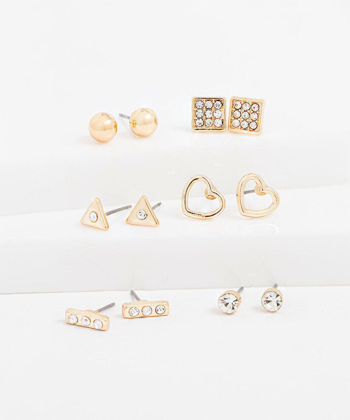 Gold Stud Earring 6-Pack Image 1