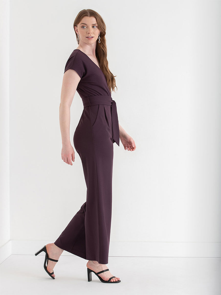 Maroon crepe full leg jumpsuit sales