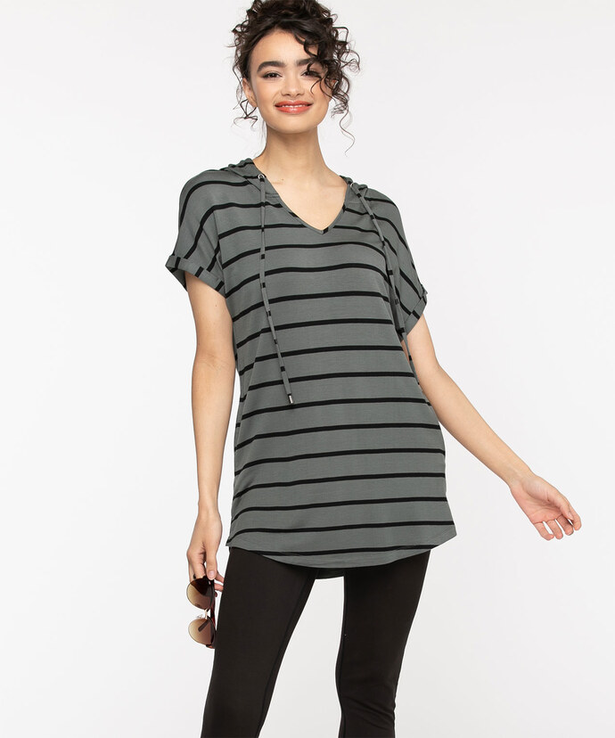 Short Sleeve Hooded Tunic Top Image 1
