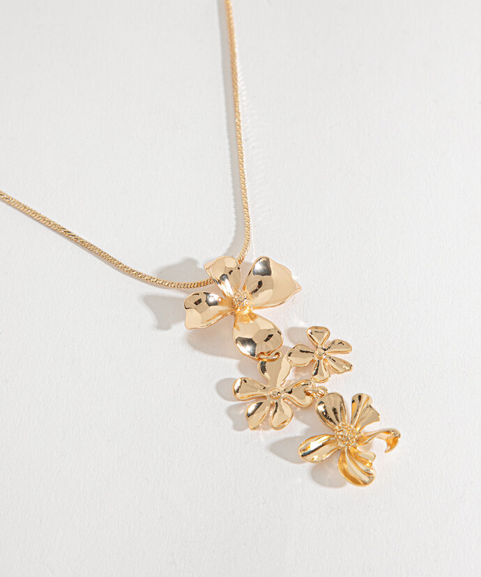 Gold Tiered Flower Pendant Necklace Image 1
