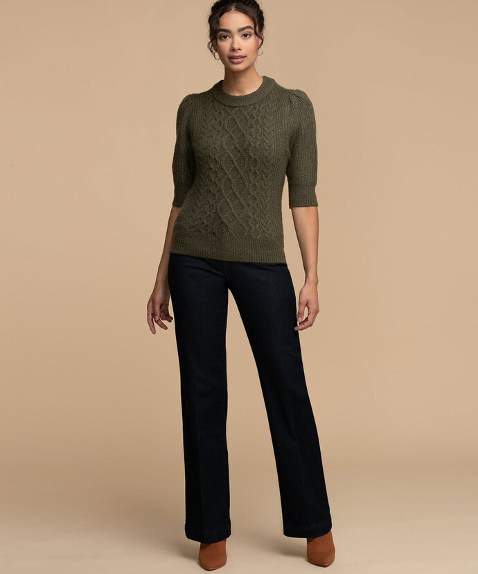 RD Style Cable Knit Puff Sleeve Sweater Image 2
