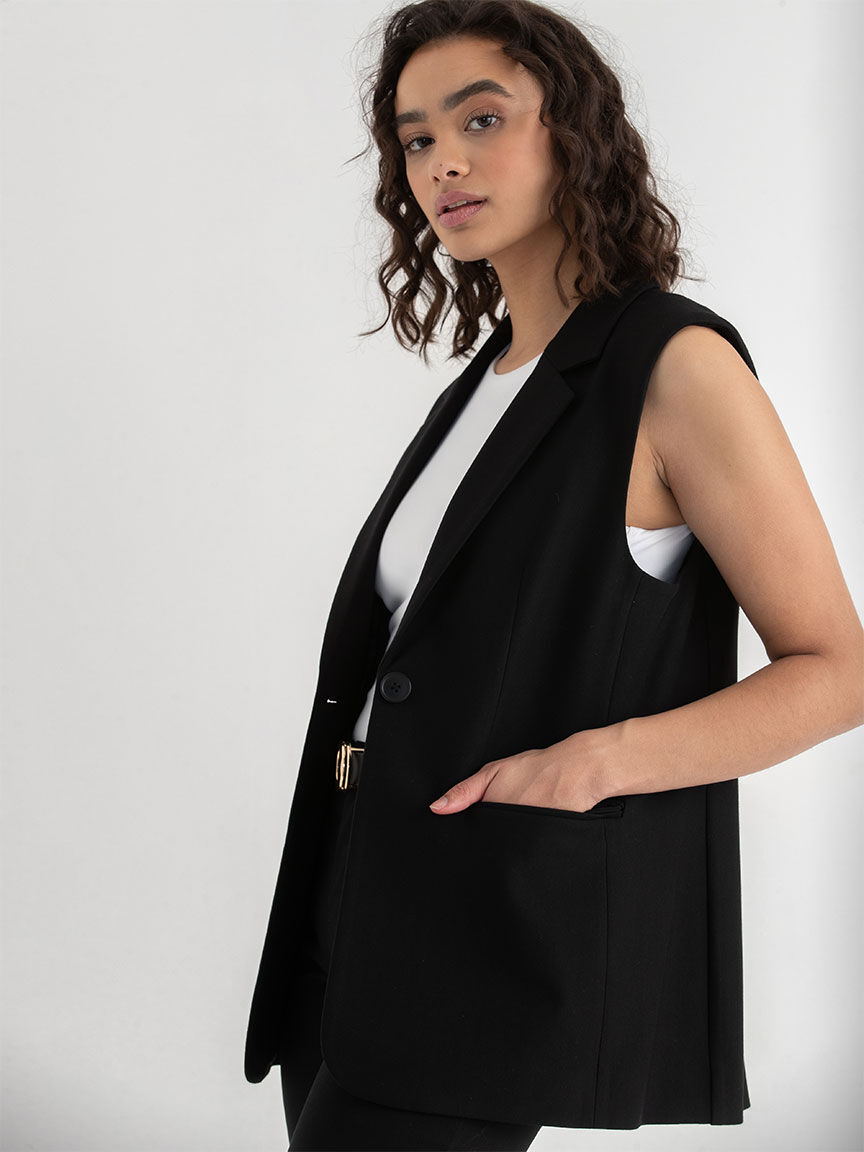 Long Vest in Luxe Ponte Rickis