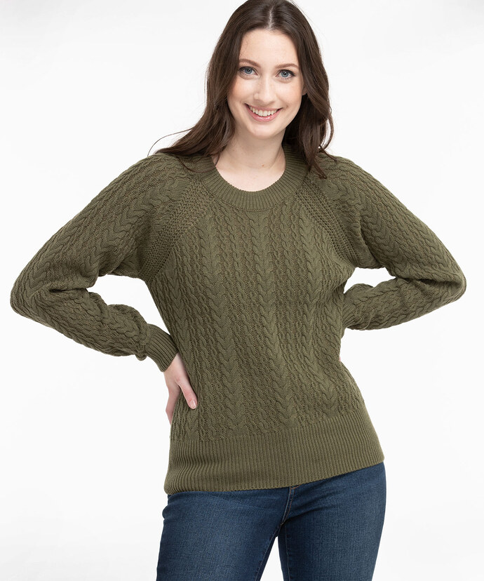 Cable Knit Scoop Neck Sweater Image 1