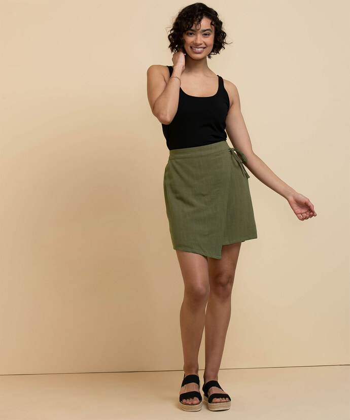 Meraki Asymmetric Hem Mini Wrap Skirt Image 2