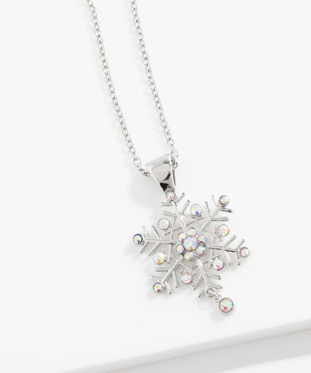 Snowflake Pendant Necklace, Silver