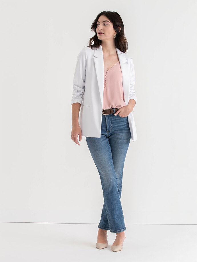 Relaxed Open Blazer in Ponte Twill Image 2