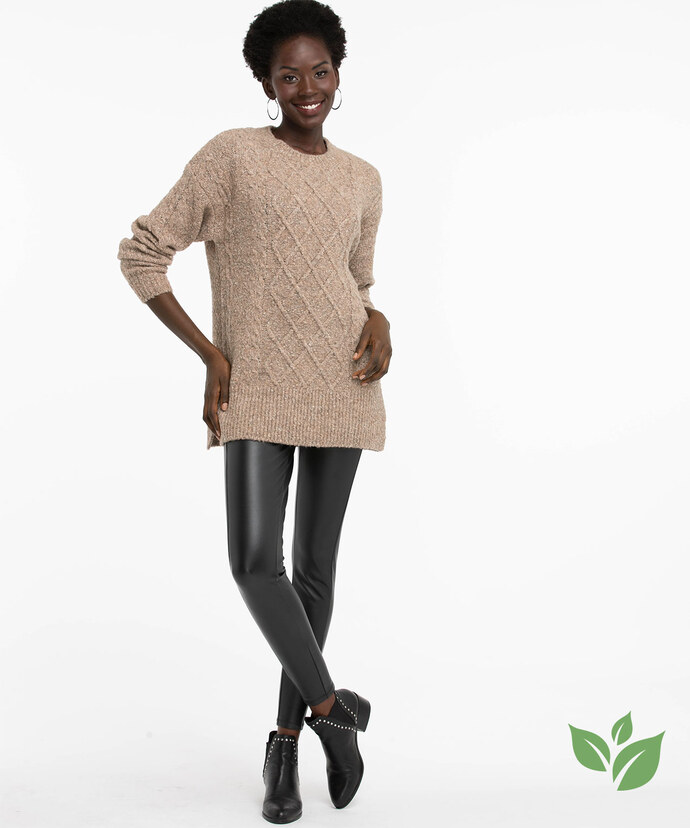 Eco-Friendly Cable Knit Tunic Sweater Image 1
