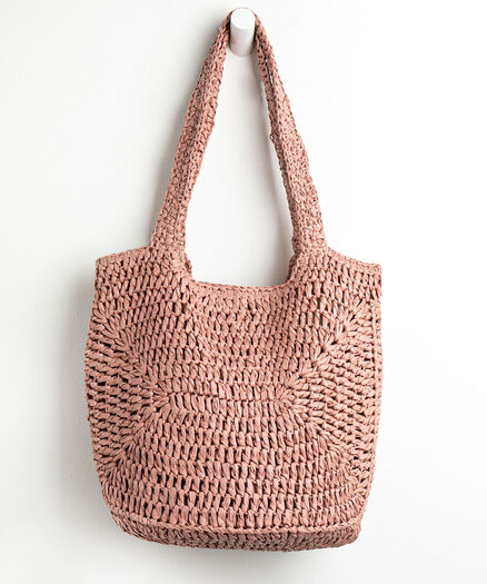 Woven Straw Tote Bag, Rose Woven Straw Tote Bag, Rose