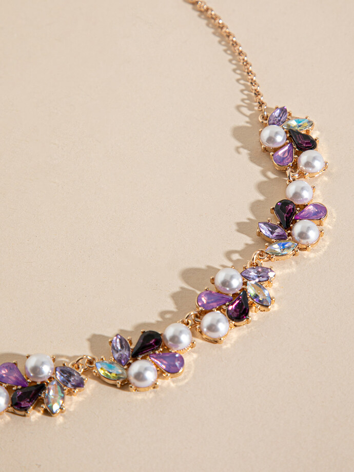 Statement Crystal + Pearl Necklace Image 2