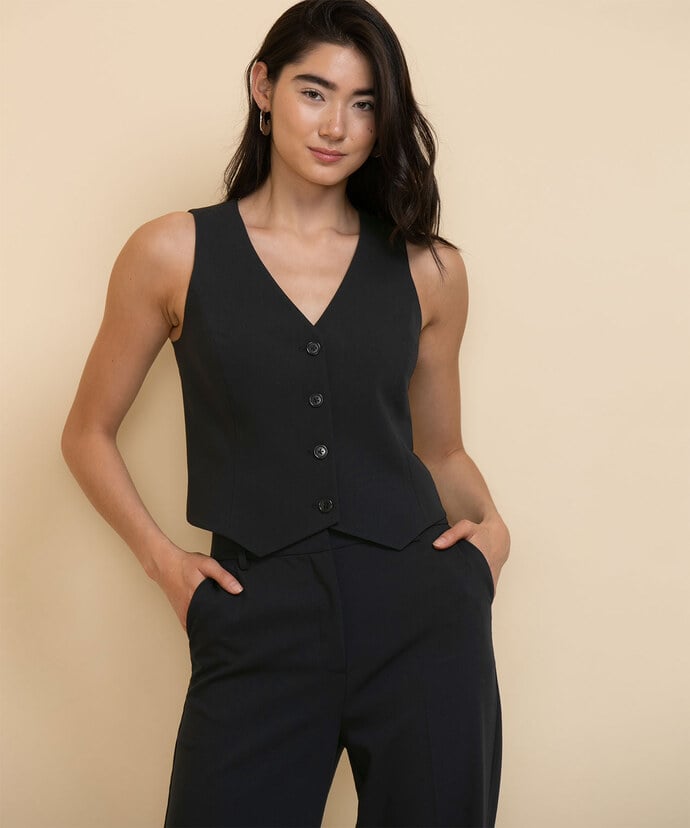 Button Up Fitted Vest in Luxe Tailored Image 4