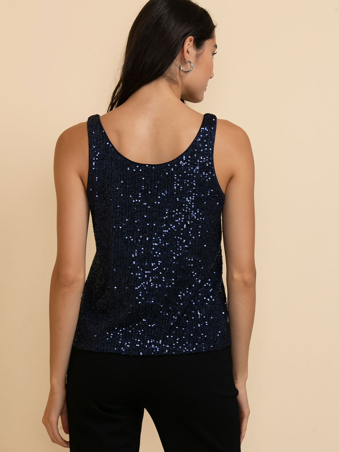 Sequin top navy shop