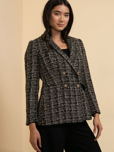 Classic Double-Breasted Boucle Blazer