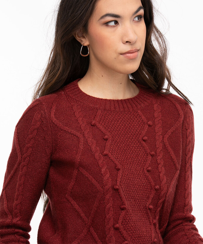 Pom Pom Cable Knit Pullover Image 4