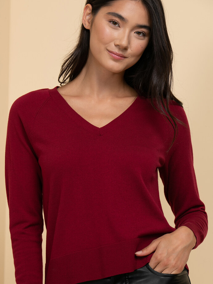 Long Sleeve Cashmere-Blend V-Neck Sweater Image 3