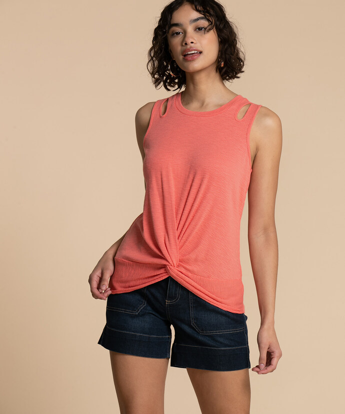 Twist Front Top with Shoulder Cut-Outs Image 4