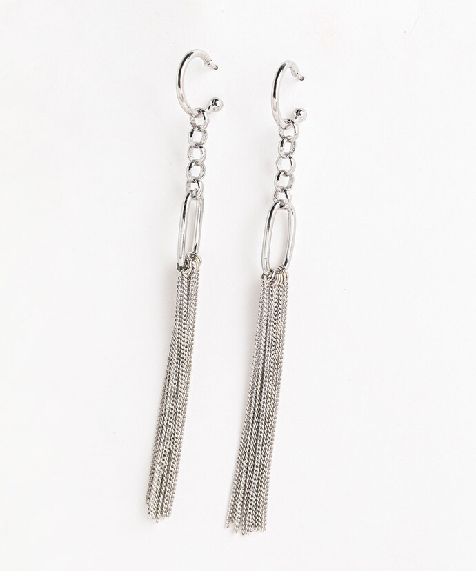 Silver Tassel Earring Image 1