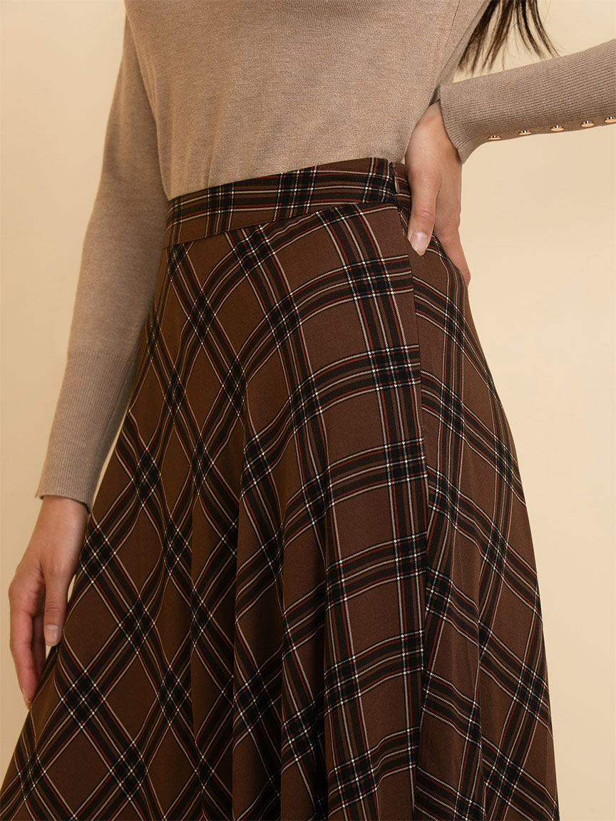 Midi Circle Skirt in Printed Plaid Rickis