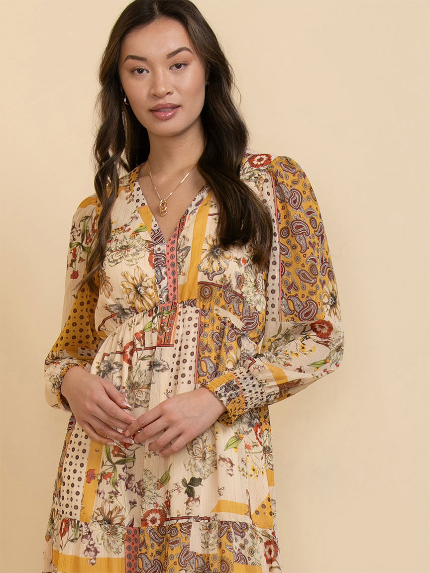 Boho long sleeve dress top