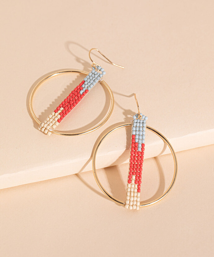 Drop Circle Earrings with Beaded Post