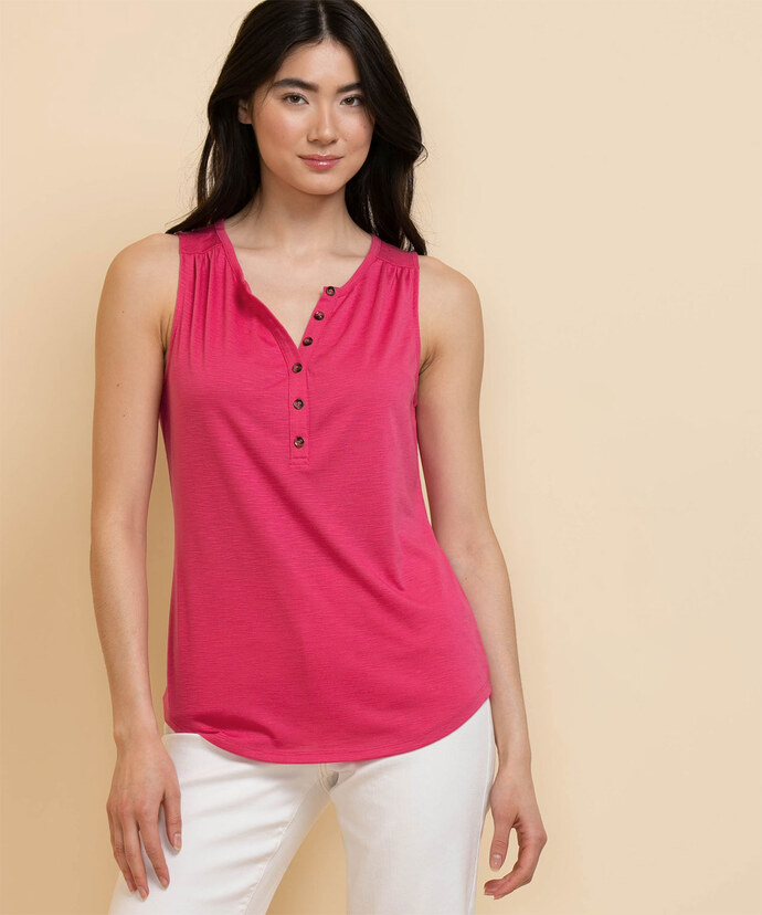 Sleeveless Button Front Henley Image 3