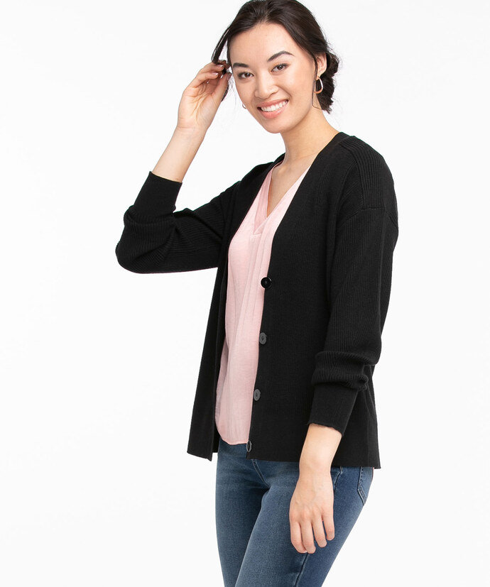 EcoVero™ Ribbed Button Front Cardigan Image 2