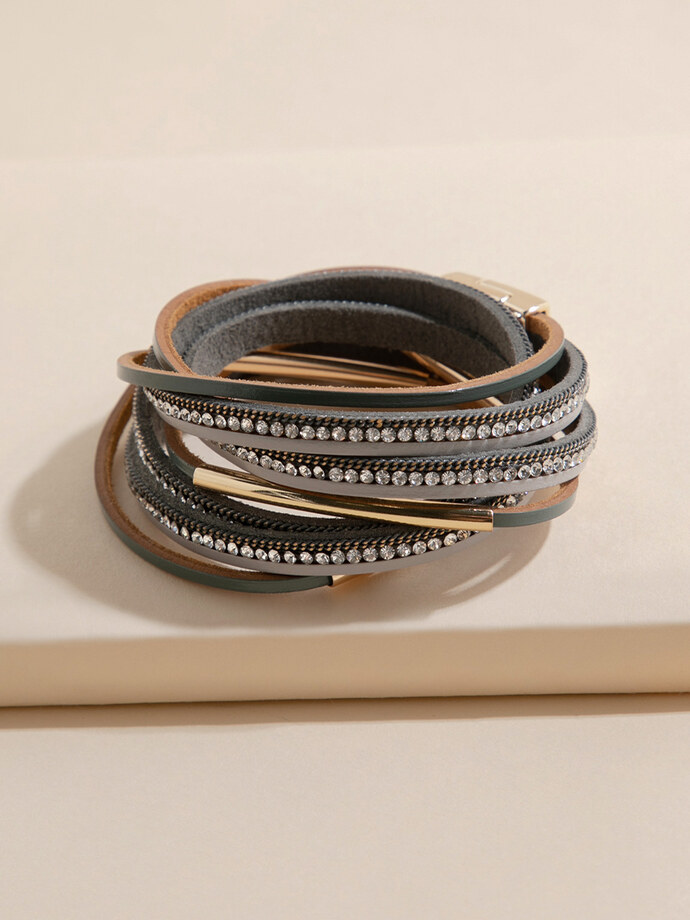 Grey & Black Gemstone Snap Bracelet  Image 1