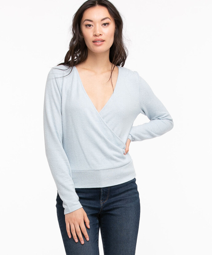 Long Sleeve Banded Wrap Top Image 1
