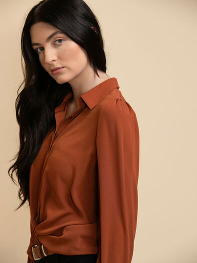 Long Sleeve Sheer Collared Shirt, Arabian Spice Long Sleeve Sheer Collared Shirt, Arabian Spice