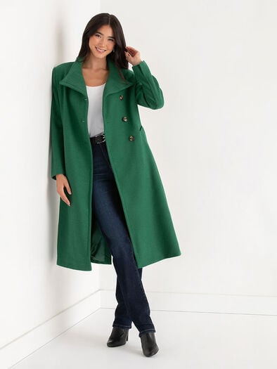 Etienne Wool Wrap Coat, Foliage Green Etienne Wool Wrap Coat, Foliage Green