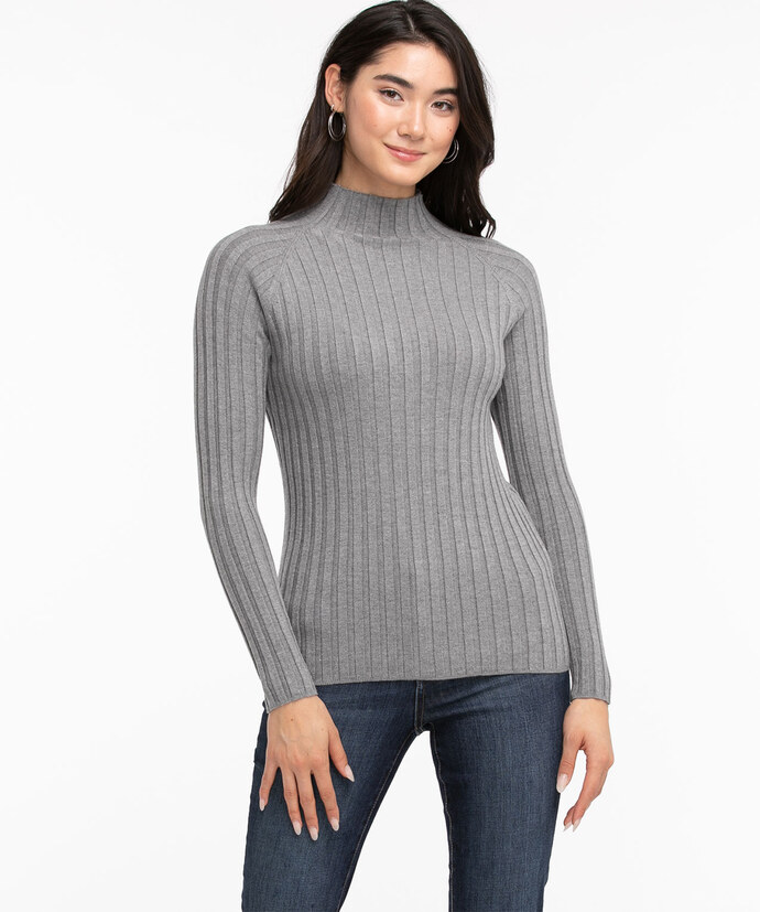 EcoVero™ Mock Neck Ribbed Sweater Image 5