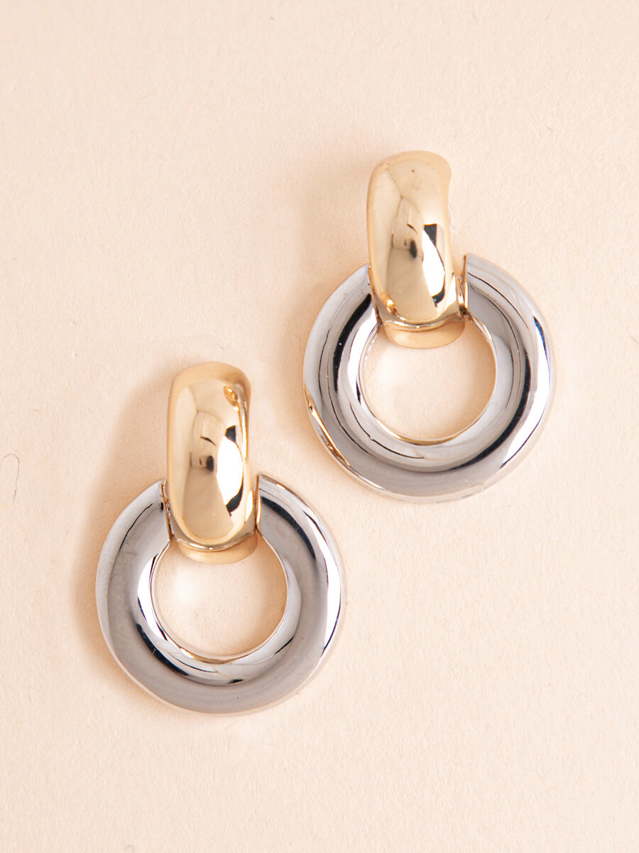 Chubby Gold and Silver Hoop Earrings