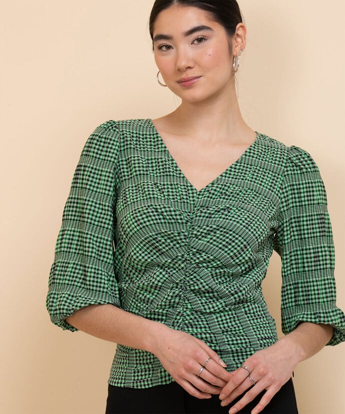 Puff Sleeve Ruched Front Blouse Image 1
