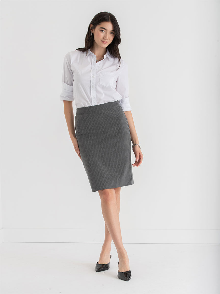 Basic Pencil Skirt in Pinstripe Luxe Tailored Rickis