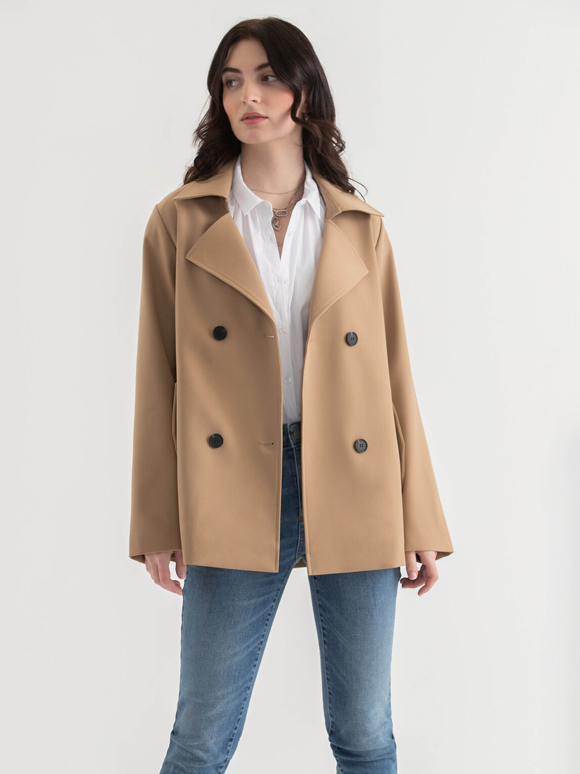Short Double Breasted Trench Coat Point Zero
