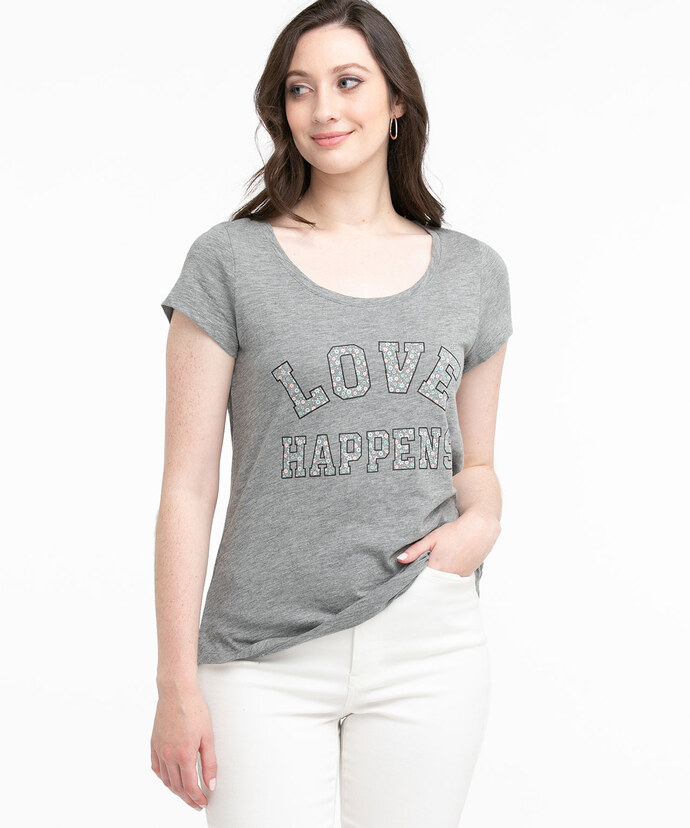 Scoop Neck Shirttail Graphic Tee Image 1