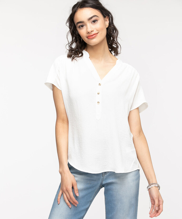 Extended Sleeve Henley Blouse Image 4