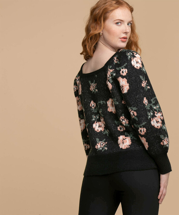 Floral Square Neck Sweater Image 3