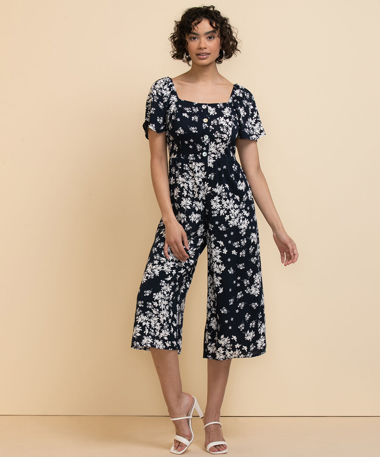 Luxology Square Neck Button Jumpsuit Luxology