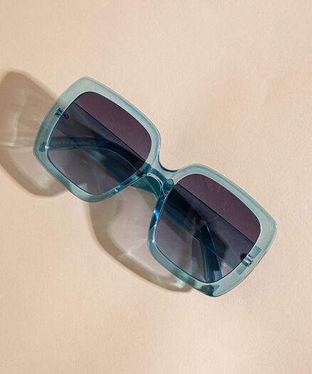 Blue Translucent Ombre Square Sunglasses, Blue Blue Translucent Ombre Square Sunglasses, Blue