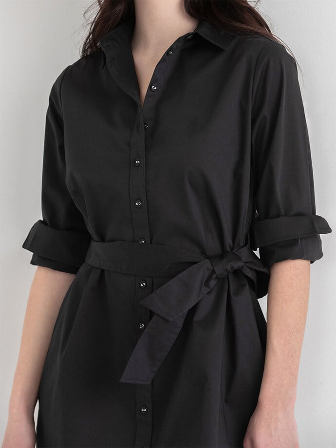 Roll Sleeve Shirtdress with Belt Image 3