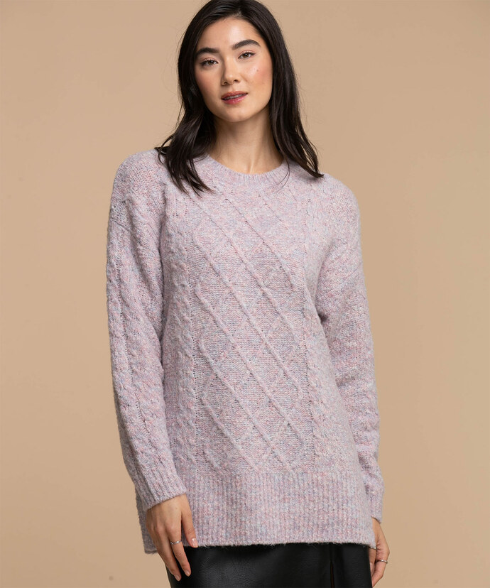 Eco-Friendly Cable Knit Tunic Sweater Image 3