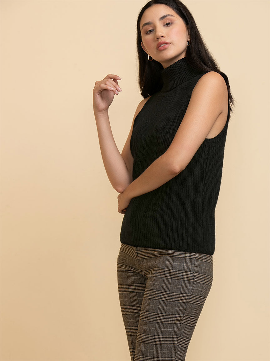 Black sleeveless turtleneck sweater shop