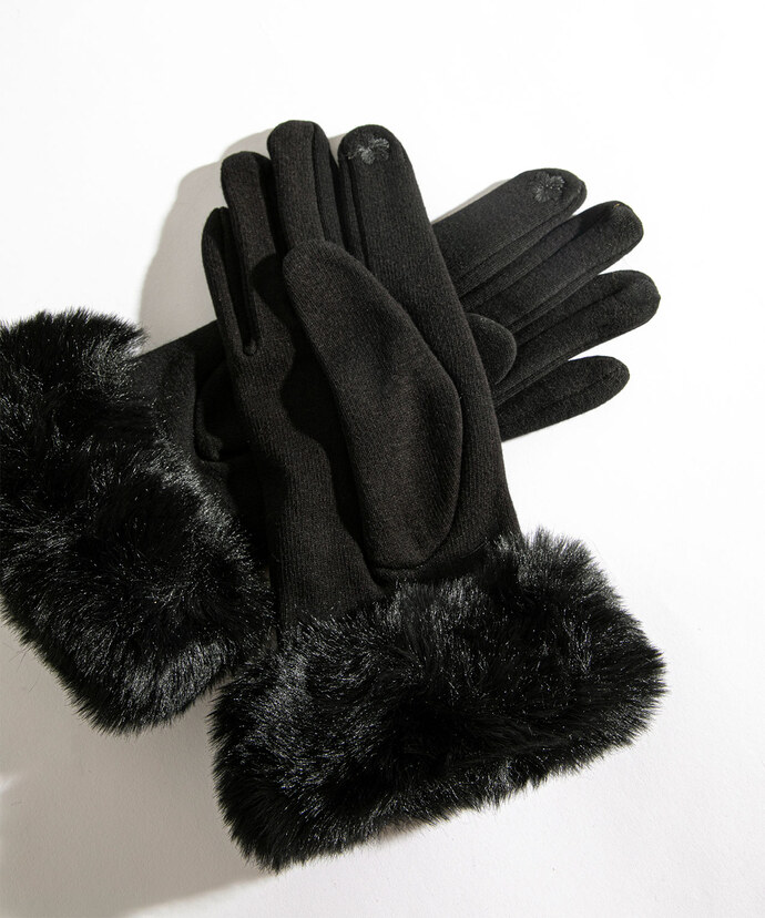 Faux Fur Trim Gloves Image 2