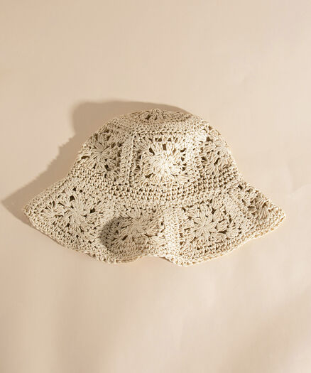 Straw Bucket Hat, Beige Straw Bucket Hat, Beige