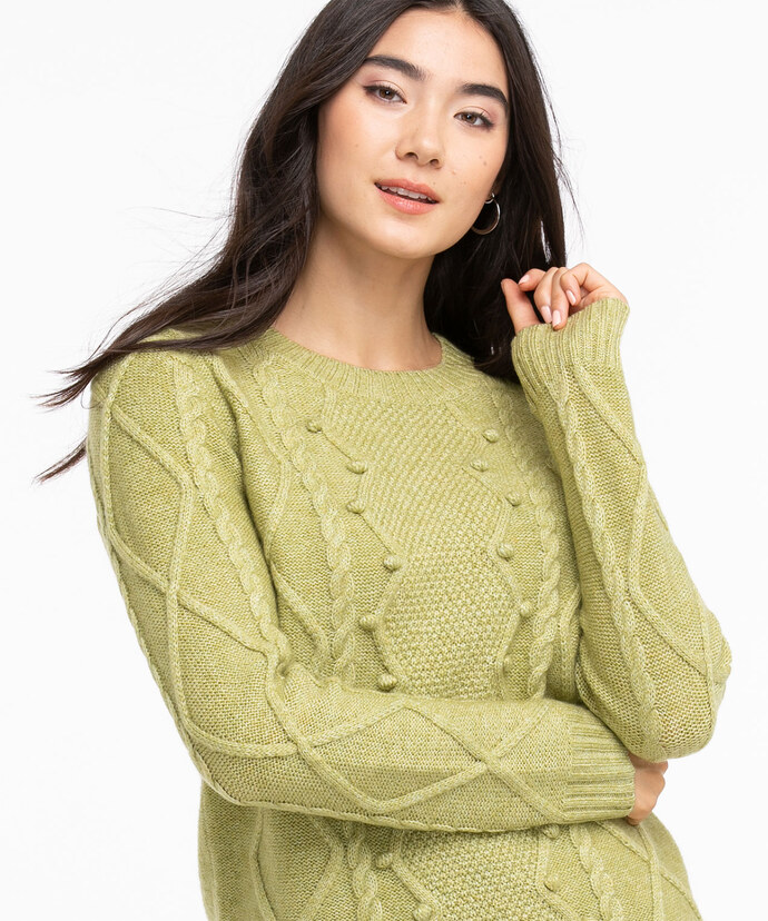 Pom Pom Cable Knit Pullover Image 2