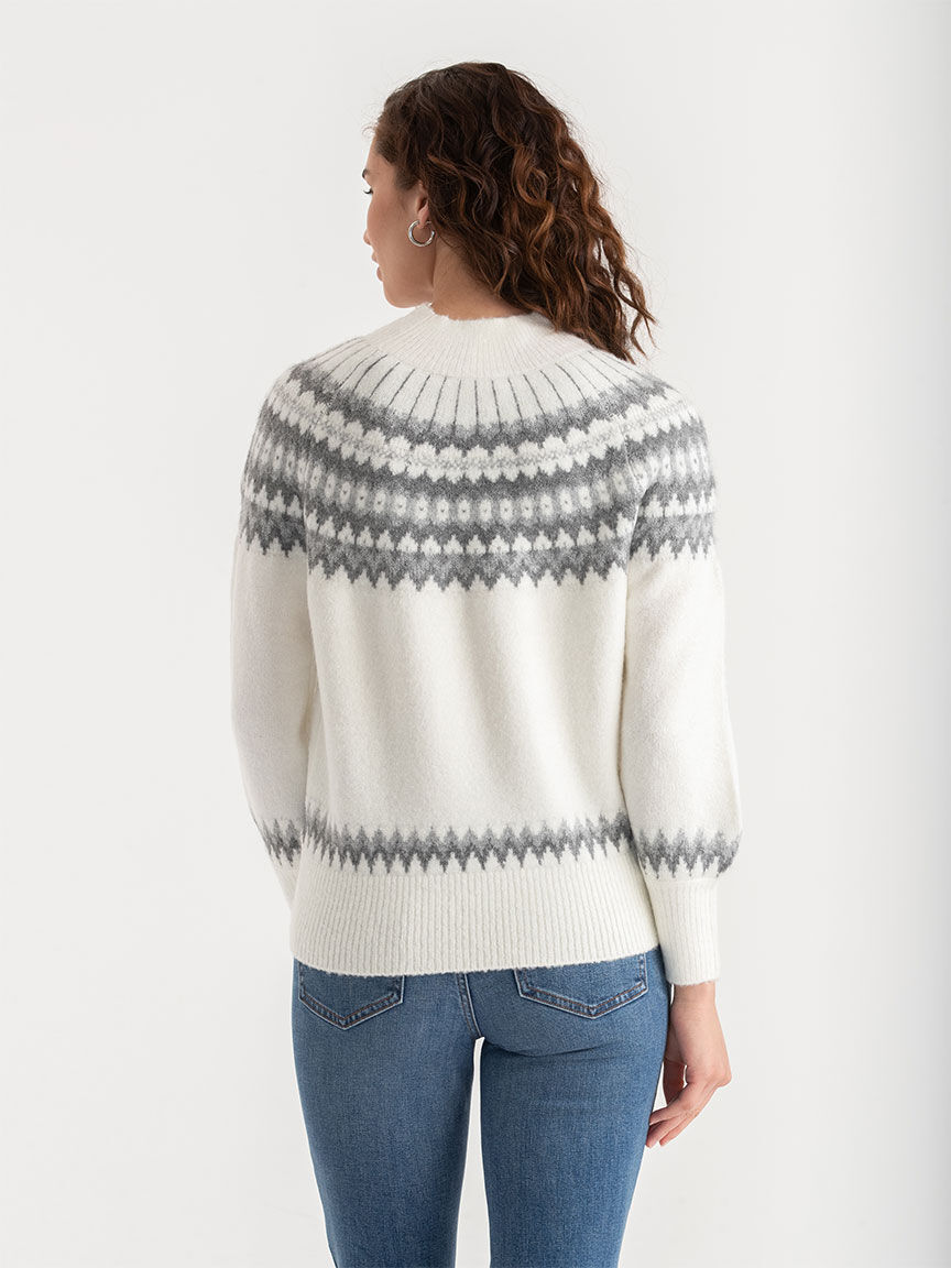 Mock neck balloon sleeve sweater sale