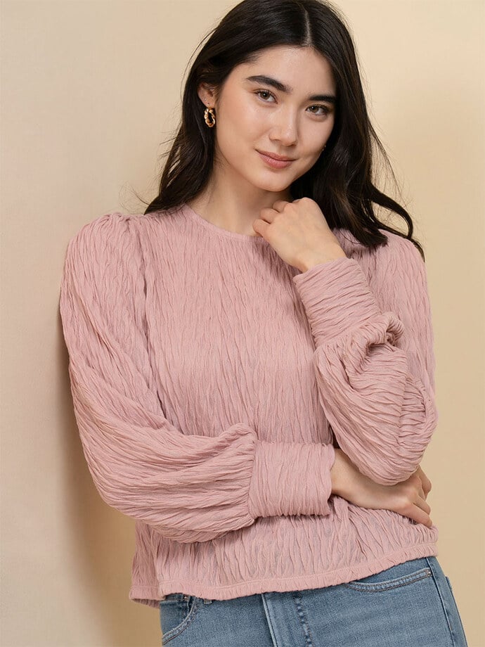 Long Sleeve Textured Knit Top Image 2