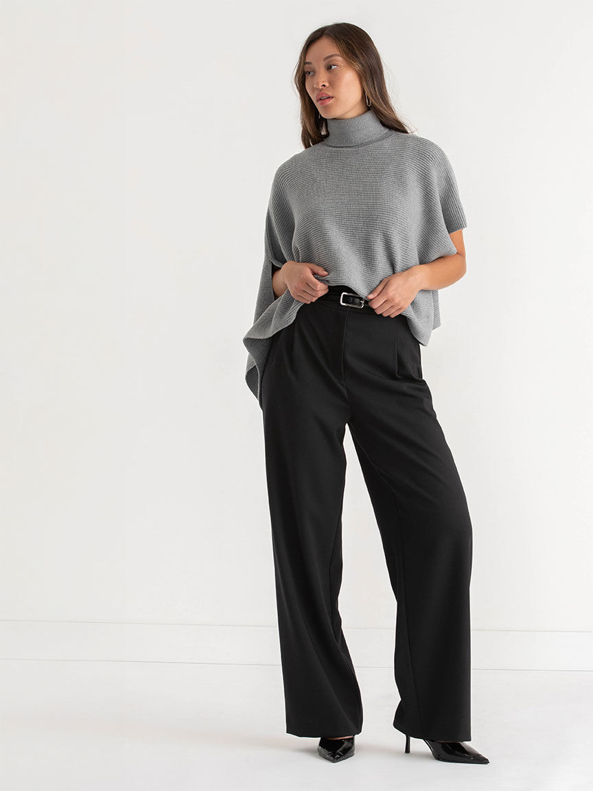 Black turtleneck poncho outlet