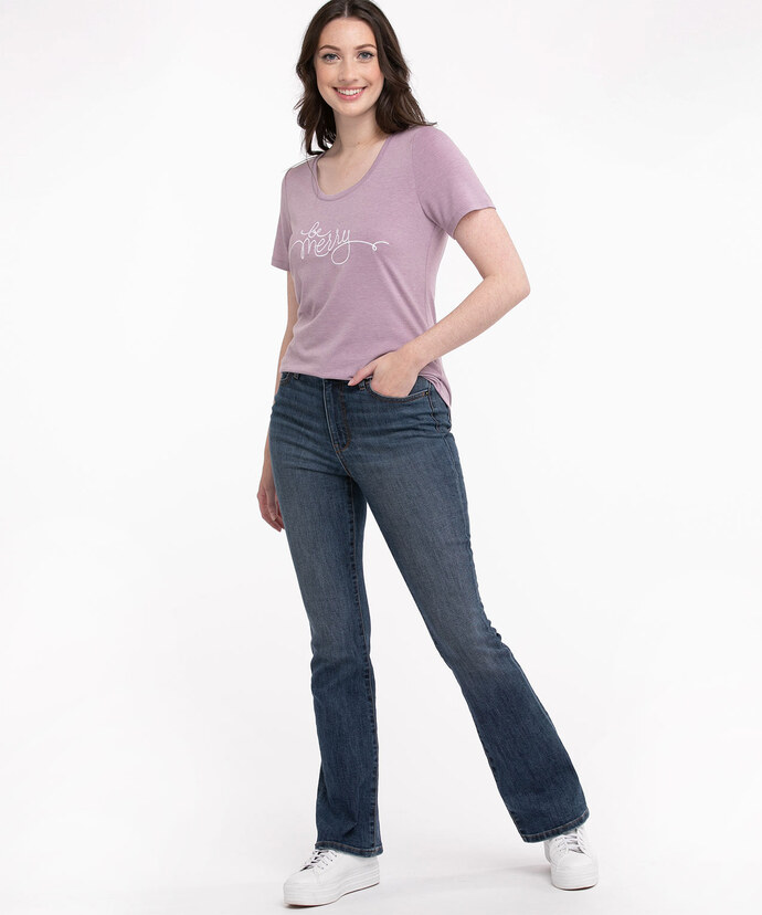 Scoop Neck Shirttail Embroidered Tee Image 2