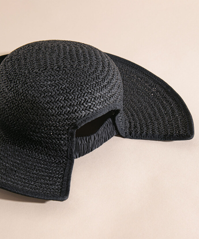 Black Summer Hat with Stretch Back Detail Image 2